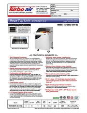 Turbo Air Super Deluxe TST-28SD-12-N-SL 28" 1 Door Mega Top Refrigerated Sandwich Prep Table - Donut-Equipment.com