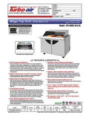 Turbo Air TST-48SD-18-N-SL 48" 2 Door Mega Top Sliding Lid Refrigerated Sandwich Prep Table - Donut-Equipment.com