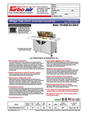 Turbo Air TST-48SD-18-E-SVC-N 72 5/8" Super Deluxe Mega Top Sandwich/Salad Prep Table w/ Refrigerated Base - Donut-Equipment.com