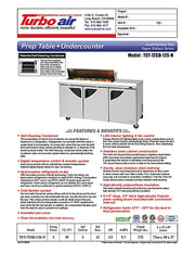 Turbo Air Super Deluxe TST-72SD-12S-N-LW 72" 3 Door Refrigerated Sandwich Prep Table with Left Work Station - Donut-Equipment.com