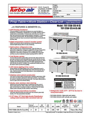 Turbo Air Super Deluxe TST-72SD-12S-N-CL 72" 3 Door Refrigerated Sandwich Prep Table with Clear Lid - Donut-Equipment.com