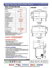 Turbo Air Super Deluxe TST-72SD-15M-N-LW 72" 3 Door Mega Top Refrigerated Sandwich Prep Table with Left Work Station - Donut-Equipment.com