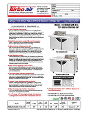 Turbo Air Super Deluxe TST-60SD-12M-N-CL 60" 2 Door Mega Top Refrigerated Sandwich Prep Table with Clear Lid - Donut-Equipment.com