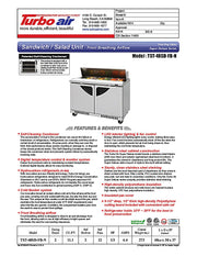 Turbo Air TST-48SD-FB-N 48.25'' Super Deluxe Sandwich/Salad Prep Table - Donut-Equipment.com