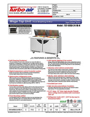 Turbo Air TST-60SD-24-FB-N 60 1/4" Super Deluxe Mega Top Sandwich/Salad Prep Table - Donut-Equipment.com