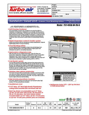 Turbo Air TST-48SD-D4-FB-N 48 1/4" Super Deluxe Mega Top Sandwich/Salad Prep Table - Donut-Equipment.com