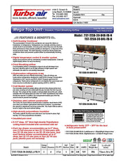 Turbo Air TST-72SD-30-D4R(L)-FB-N Super Deluxe 72" Mega Top Sandwich/Salad Prep Table with Door & Drawers - Donut-Equipment.com