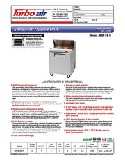 Turbo Air MST-28-N M3 Series 28" 1 Door Stainless Steel Refrigerated Sandwich Prep Table - Donut-Equipment.com