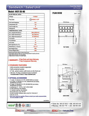 Turbo Air MST-36-N6 M3 Series 36" 2 Door Stainless Steel Refrigerated Sandwich Prep Table - Donut-Equipment.com