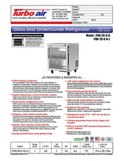 Turbo Air PUR-28-G-N 27 1/2" W Undercounter Refrigerator w/ 1 Section & 1 Glass Door - Donut-Equipment.com