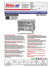 Turbo Air PUR-48-G-N 48 1/4" W Undercounter Refrigerator w/ 2 Sections & 2 Glass Doors - Donut-Equipment.com