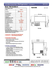 Turbo Air PUR-60-D2R-N 60 1/4" Undercounter Refrigerator w/ (2) Sections - (1) Door & (2) Drawers - Donut-Equipment.com