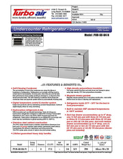 Turbo Air PUR-60-D4-N 60 1/4" W Undercounter Refrigerator w/ 2 Sections & 4 Drawers - Donut-Equipment.com