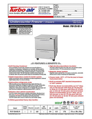 Turbo Air PUF-28-D2-N 27 1/2" W Undercounter Freezer w/ 1 Section & 2 Drawers - Donut-Equipment.com
