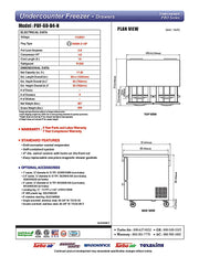 Turbo Air PUF-60-D4-N 60 1/4" W Undercounter Freezer w/ 2 Sections & 4 Drawers - Donut-Equipment.com