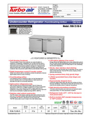 Turbo Air PUR-72-FB-N 70 5/8" W Undercounter Refrigerator w/ 2 Section & 2 Doors, Front Breathing - Donut-Equipment.com