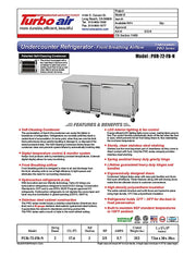 Turbo Air PUR-72-FB-N 70 5/8" W Undercounter Refrigerator w/ 2 Section & 2 Doors, Front Breathing - Donut-Equipment.com