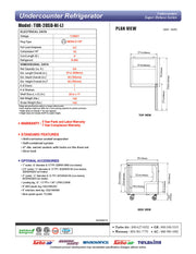 Turbo Air TUR-28SD-N 27 1/2" W Undercounter Refrigerator w/ 1 Section & 1 Door - Donut-Equipment.com