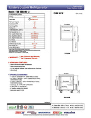 Turbo Air TUR-28SD-N 27 1/2" W Undercounter Refrigerator w/ 1 Section & 1 Door - Donut-Equipment.com