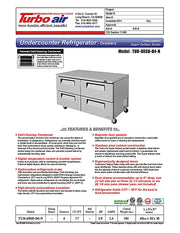 Turbo Air TUR-60SD-D4-N 60 1/4" W Undercounter Refrigerator w/ 2 Sections & 4 Drawers - Donut-Equipment.com