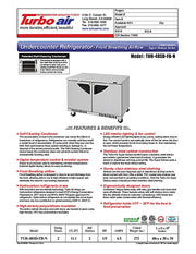 Turbo Air TUR-48SD-FB-N 48 1/4" W Undercounter Refrigerator w/ 2 Sections, Solid Doors, Front Breathing - Donut-Equipment.com