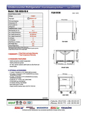 Turbo Air TUR-48SD-FB-N 48 1/4" W Undercounter Refrigerator w/ 2 Sections, Solid Doors, Front Breathing - Donut-Equipment.com