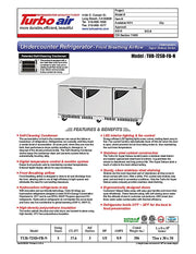 Turbo Air TUR-72SD-FB-N 72 1/4" W Undercounter Refrigerator w/ 3 Sections, Solid Doors & Front Breathing - Donut-Equipment.com