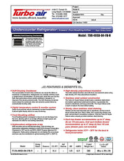 Turbo Air TUR-48SD-D4-FB-N 48 1/4" W Undercounter Refrigerator w/ 2 Sections, 4 Drawers & Front Breathing - Donut-Equipment.com