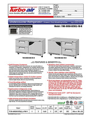 Turbo Air TUR-60SD-D2R(L)-FB-N 60 1/4" W Undercounter Refrigerator w/ 2 Drawers, 1 Door & Front Breathing - Donut-Equipment.com