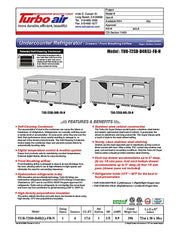 Turbo Air TUR-72SD-D4R(L)-FB-N 72 1/4" W Undercounter Refrigerator w/ 4 Drawers, 1 Door & Front Breathing - Donut-Equipment.com