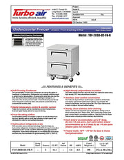 Turbo Air TUF-28SD-D2-FB-N 27 1/2" W Undercounter Freezer w/ 1 Section, 2 Drawers & Front Breathing - Donut-Equipment.com