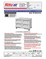 Turbo Air TUF-48SD-D4-FB-N 48 1/4" W Undercounter Freezer w/ 2 Sections, 4 Drawers & Front Breathing - Donut-Equipment.com