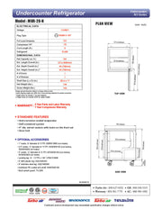 Turbo Air MUR-28-N 27 1/2" W Undercounter Refrigerator w/ 1 Section & Solid Door - Donut-Equipment.com