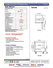 Turbo Air MUR-28-N 27 1/2" W Undercounter Refrigerator w/ 1 Section & Solid Door - Donut-Equipment.com