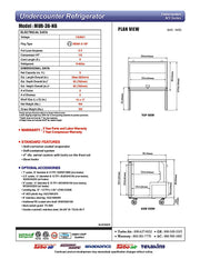 Turbo Air MUR-36-N6 36 1/4" W Undercounter Refrigerator w/ 1 Section, 2 Solid Doors & Hydrocarbon Refrigerant - Donut-Equipment.com