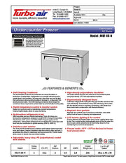 Turbo Air MUF-48-N 48 1/4" W Undercounter Freezer w/ 2 Sections & 2 Solid Doors - Donut-Equipment.com