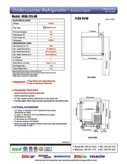 Turbo Air MUR-27S-N6 M3 Series 27" Shallow Depth Undercounter Refrigerator w/ 1 Section & Solid Door - Donut-Equipment.com