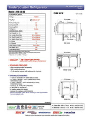 Turbo Air JUR-48-N6 J Series 48" Undercounter Refrigerator w/ 2 Solid Doors & Side Mounted Compressor - Donut-Equipment.com