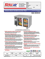 Turbo Air JUR-48-G-N J Series 48" Glass Door Undercounter Refrigerator w/ 2 Sections & Side Mounted Compressor - Donut-Equipment.com
