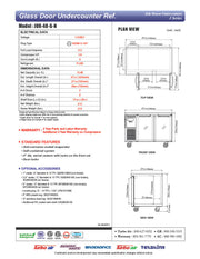 Turbo Air JUR-48-G-N J Series 48" Glass Door Undercounter Refrigerator w/ 2 Sections & Side Mounted Compressor - Donut-Equipment.com