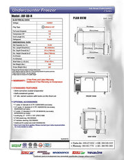Turbo Air JUF-60-N J Series 60" Solid Door Undercounter Freezer w/ 2 Sections & Side Mounted Compressor - Donut-Equipment.com