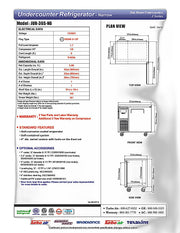 Turbo Air JUR-36S-N6 J Series 36" Narrow Depth Undercounter Refrigerator w/ 1 Section, 2 Solid Doors & Side Mounted Compressor - Donut-Equipment.com
