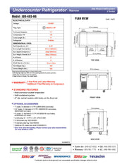 Turbo Air JUR-48S-N6 J Series 48" Narrow Depth Undercounter Refrigerator w/ 2 Sections, Solid Doors & Side Mounted Compressor - Donut-Equipment.com
