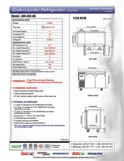 Turbo Air JUR-48S-N6 J Series 48" Narrow Depth Undercounter Refrigerator w/ 2 Sections, Solid Doors & Side Mounted Compressor - Donut-Equipment.com