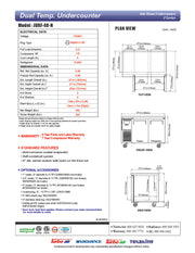 Turbo Air JURF-48-N J Series 47 1/4" Dual Temperature Undercounter Refrigerator/Freezer w/ 2 Sections & Solid Doors - Donut-Equipment.com