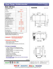 Turbo Air JURF-60-N J Series 59 1/4" Dual Temperature Undercounter Refrigerator/Freezer w/ 2 Sections & Solid Doors - Donut-Equipment.com