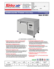 Turbo Air JUF-44D-N J Series 44" Extra Deep Undercounter Freezer w/ 2 Drawers & Side Mounted Compressor - Donut-Equipment.com