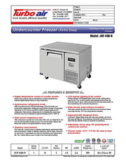Turbo Air JUF-44D-N J Series 44" Extra Deep Undercounter Freezer w/ 2 Drawers & Side Mounted Compressor - Donut-Equipment.com