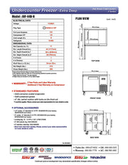 Turbo Air JUF-44D-N J Series 44" Extra Deep Undercounter Freezer w/ 2 Drawers & Side Mounted Compressor - Donut-Equipment.com