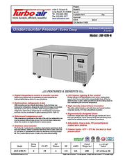 Turbo Air JUF-67D-N J Series 67" Extra Deep Undercounter Freezer w/ 2 Drawers & Side Mounted Compressor - Donut-Equipment.com